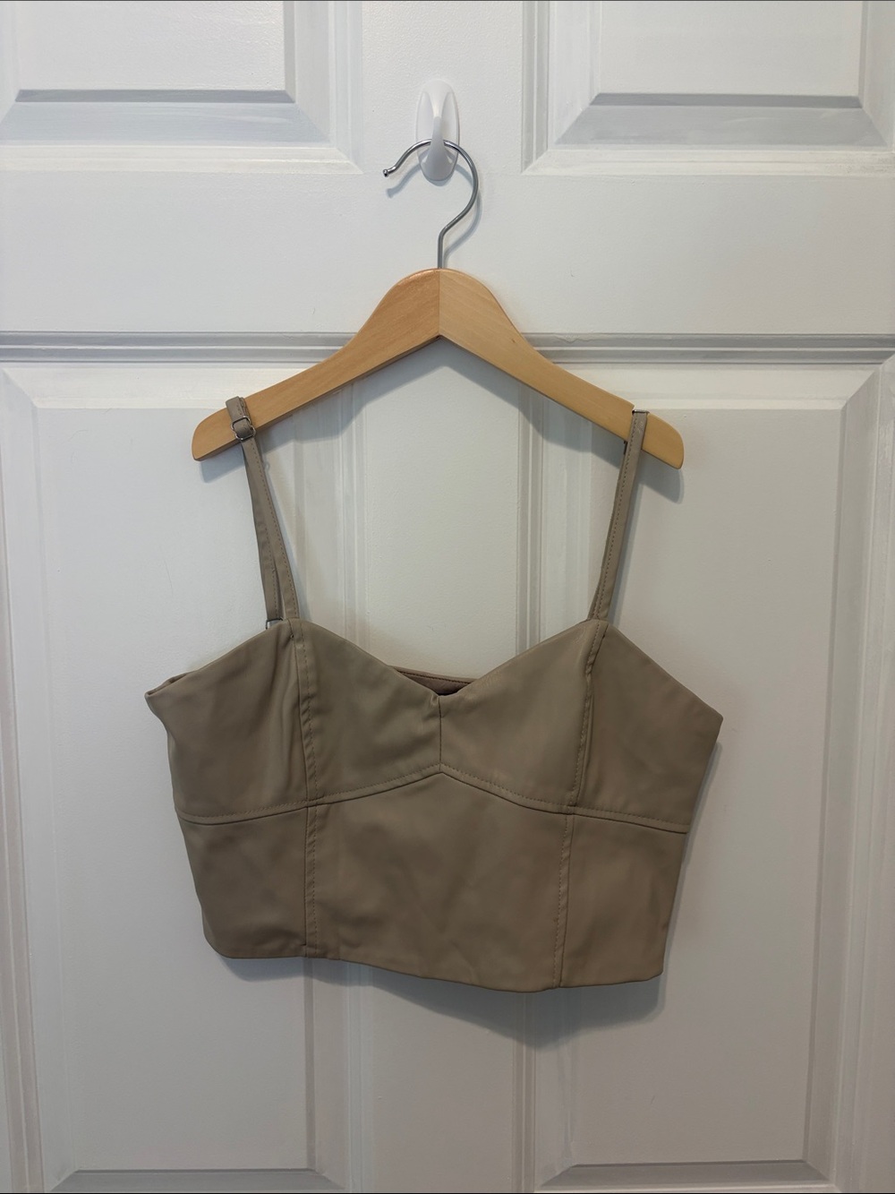 Zara Taupe Cropped Cami with Adjustable Straps